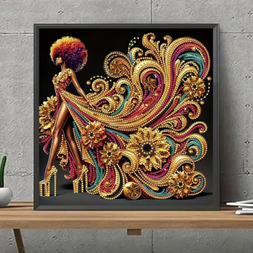 Brilliant Black Lady Almaz Boyama Kiti - Zəriflik və İncə Sənət Bir Arada!