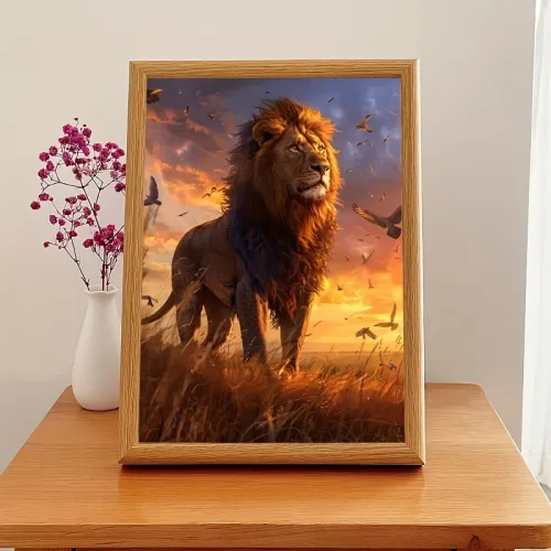 Görkəmli Aslan 5D Almaz Boyama - Parlaq Detallarla Güclü Sənət Əsəri