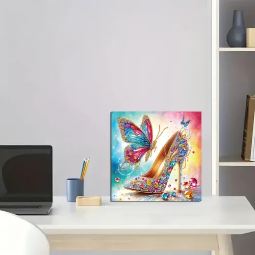 Parıltılı Kəpənəkli Hündürdaban Ayaqqabı - 5D Almaz Boyama Kiti